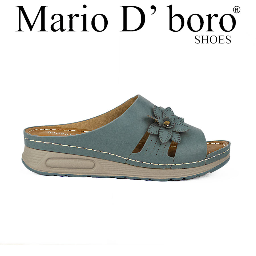 Mario D' Boro Women's Flat Sandals LW 25960 Blue/White C46