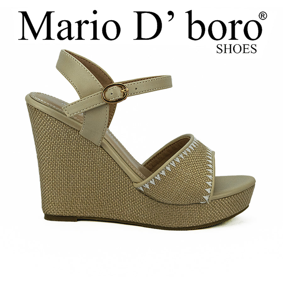 Mario D' Boro Women's Wedge Sandals LW 25246 Black/Bone C40