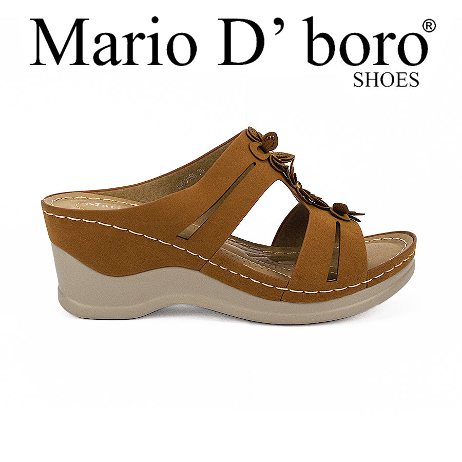 Mario D' Boro Women's Wedge Sandals Lw 25586 Navy Blue/Tan C41