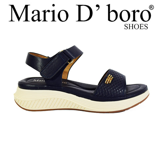 Mario D' Boro Women's Flat Sandals LX 26899 Brown and Navy Blue C52