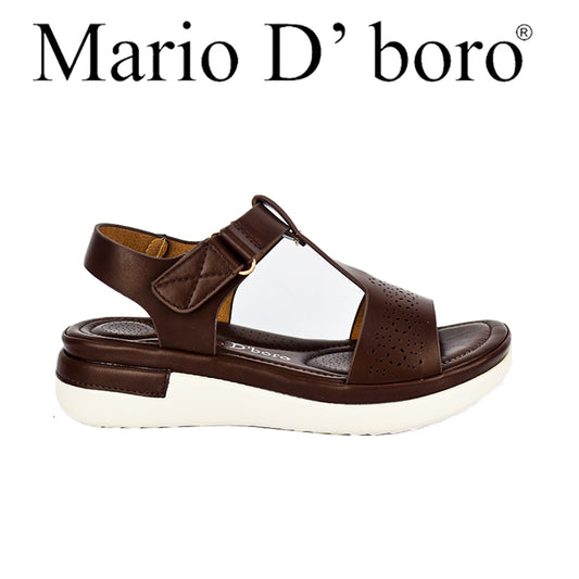 Mario D' Boro Women's Flat Sandals LX 26372 Blue/Dark Brown C49