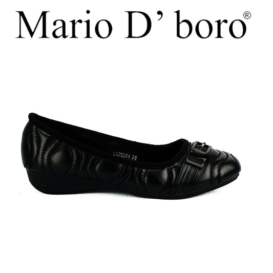 Mario D' Boro Women's Ballet Flats LX 26284 Black and Gun Metal C49