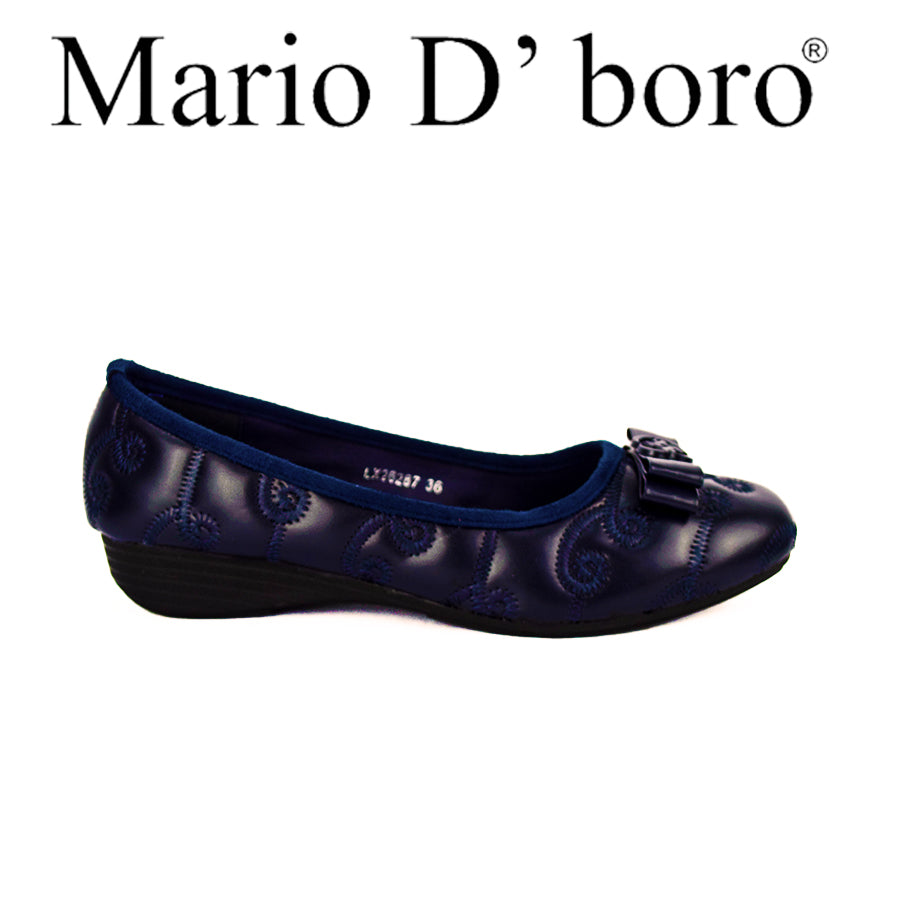Mario D' Boro Women's Ballet Flats LX 26287 Navy Blue/Taupe C49