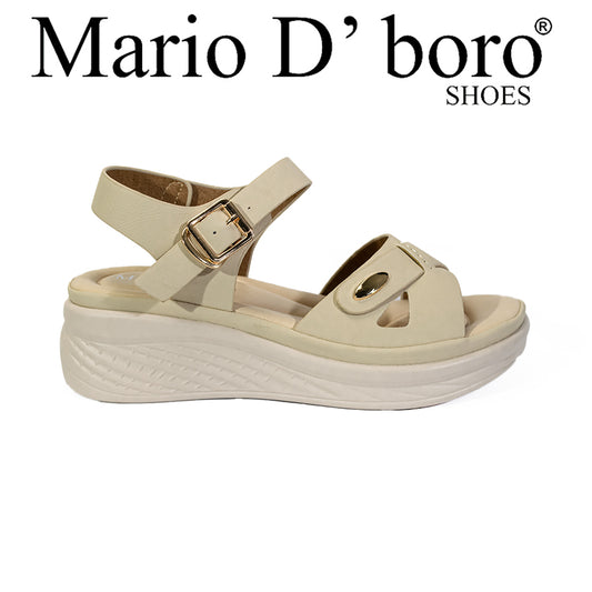 Mario D' Boro Women's Flat Sandals LX 26864 Beige and Black C52 C65