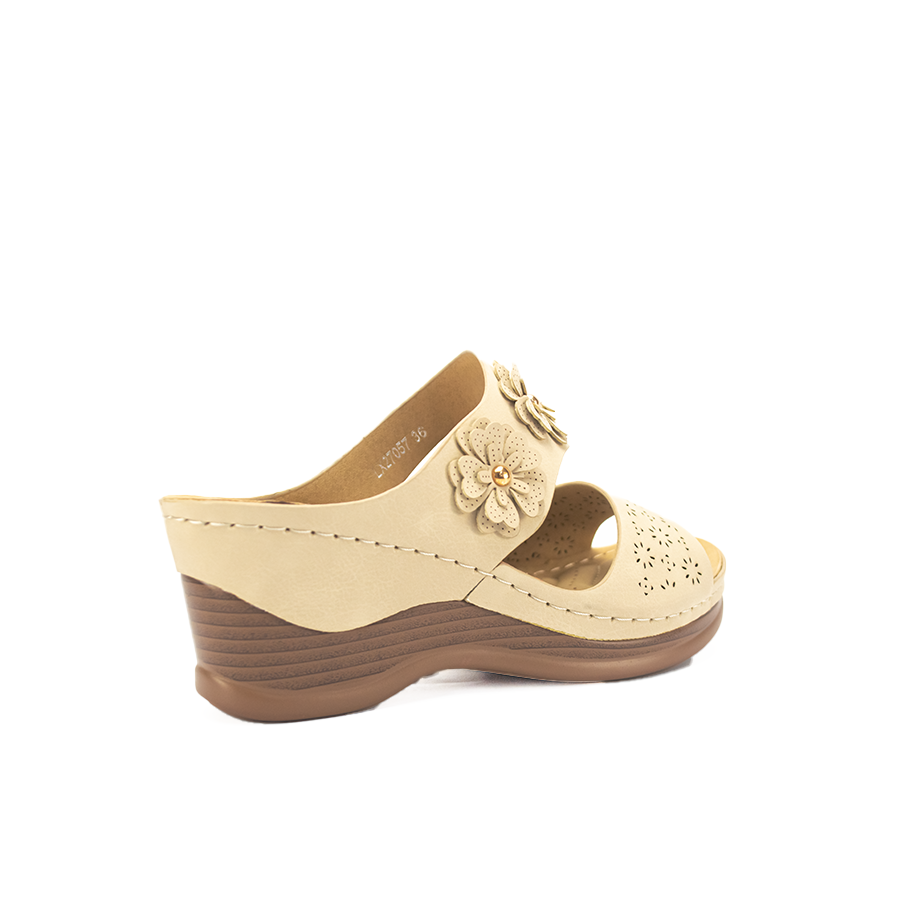 Mario D' Boro Women's Wedge Sandals LX 27057 Beige/Navy Blue C51