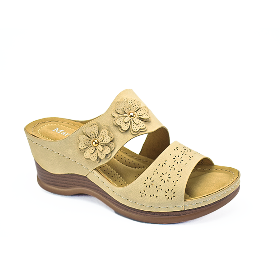 Mario D' Boro Women's Wedge Sandals LX 27057 Beige/Navy Blue C51