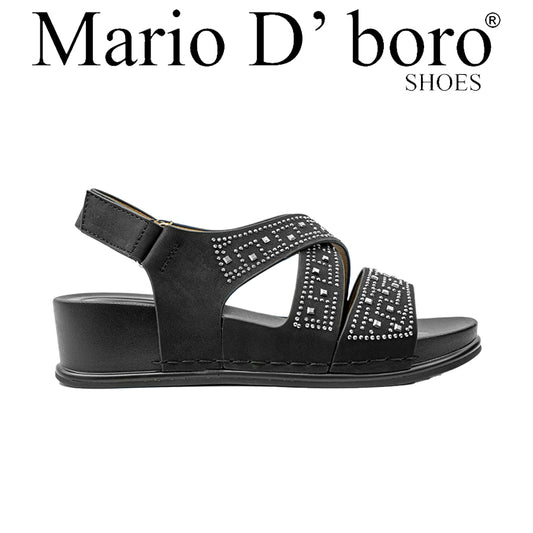 Mario D' Boro Women's Flat Sandals LY 28315 Black/Taupe C70