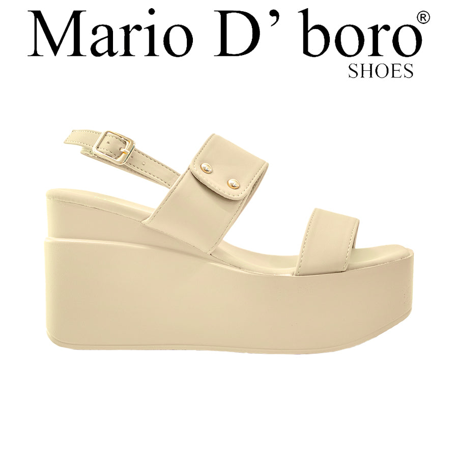 Mario D' Boro Women's Wedge Sandals LX 27049 Black/Bone C52