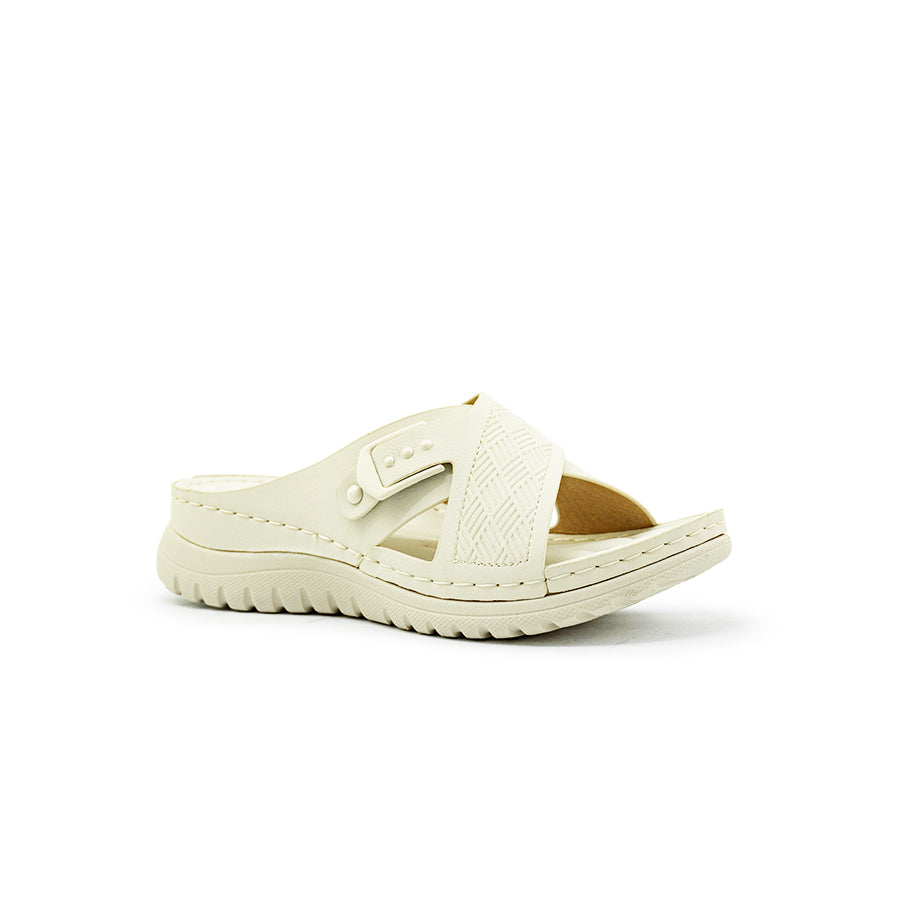 Mario D' Boro Women's Flat Sandals LY 28131 Beige/Navy Blue/Bone C65 C83