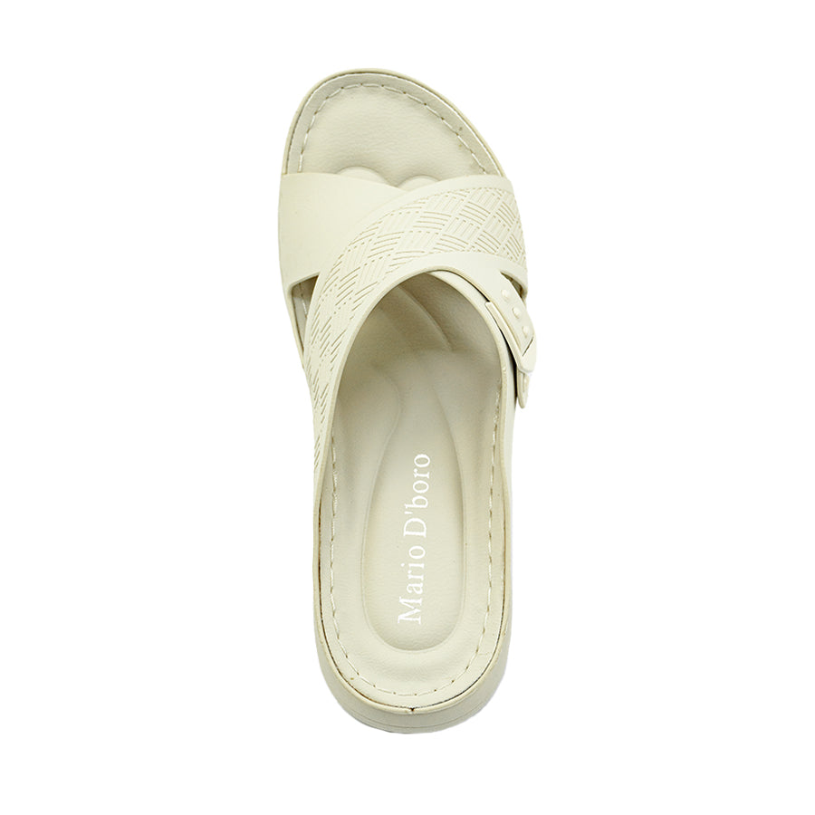 Mario D' Boro Women's Flat Sandals LY 28131 Beige/Navy Blue/Bone C65 C83