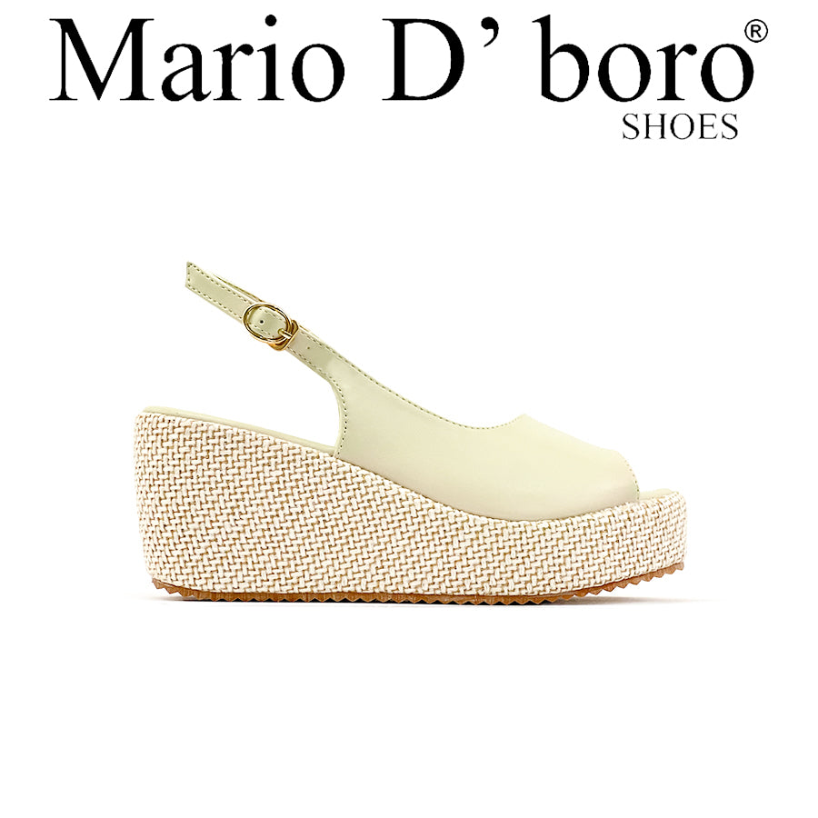 Mario D' Boro Women's Wedge Sandals LW 26011 Beige/Black C44 C65