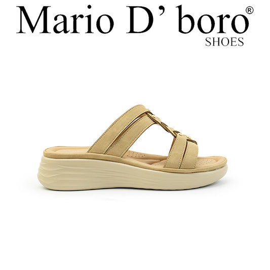 Mario D' boro Women's Wedge Sandals LY 29105 - Beige / VDark Brown C86