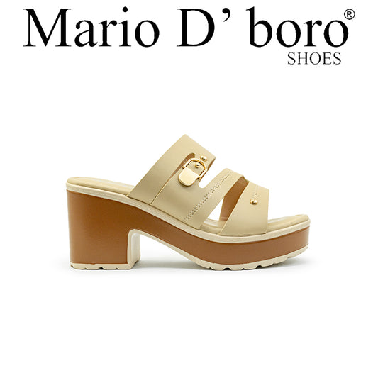 Mario D' boro Women's Heeled Sandals LY 29479 - Beige / VDark Brown C86