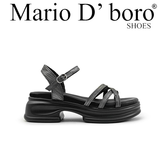 Mario D' boro Women's Heeled Sandals LY 28210 - White / Black C89