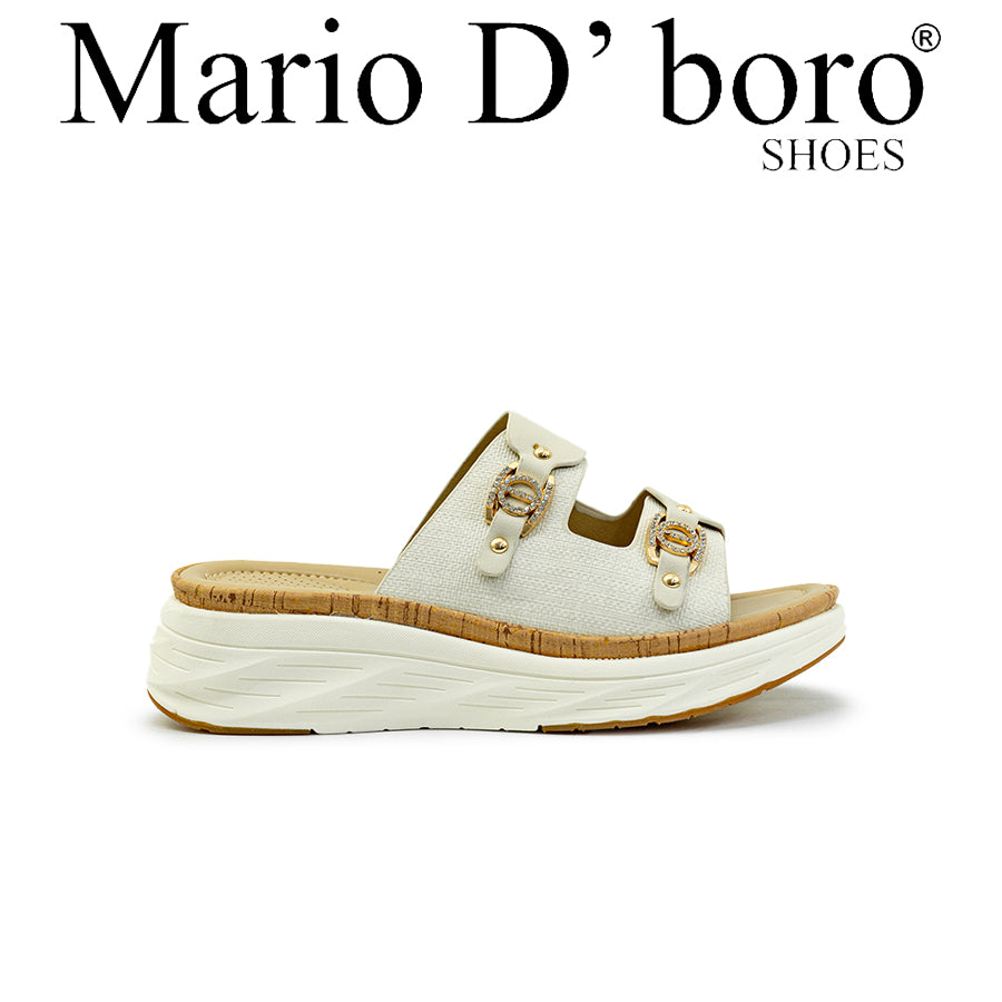 Mario D' boro Women's Flat Sandals LY 29511 - Black / Bone C89