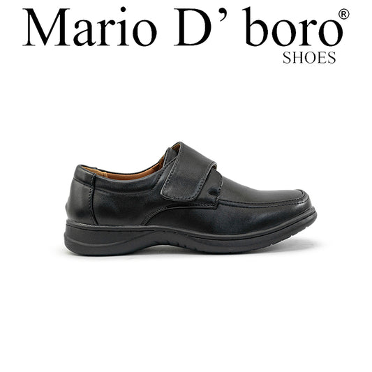 Mario D'boro Shoes Kids Boys KZ 24119 C91 Black leather shoe with velcro strap for easy fastening.