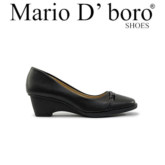 Mario D' boro Women's LZ 30130 C94 Black leather heel pump with bow detail.