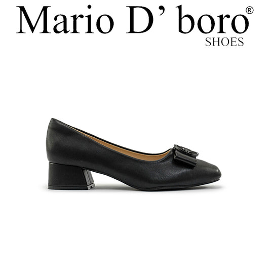 Mario D' boro Women's LZ 30233 C94 Black pump with bow detail and block heel.