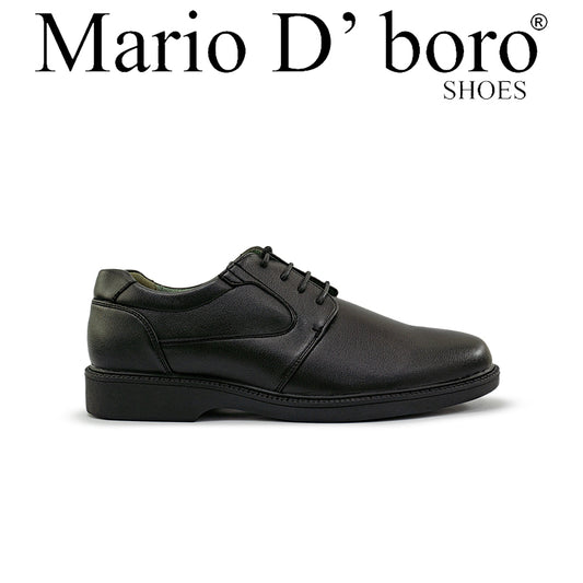 Mario D' boro Men's Formal MZ 27214 C95 Black leather dress shoe with lace-up closure and low heel. Suitable for formal occasions.