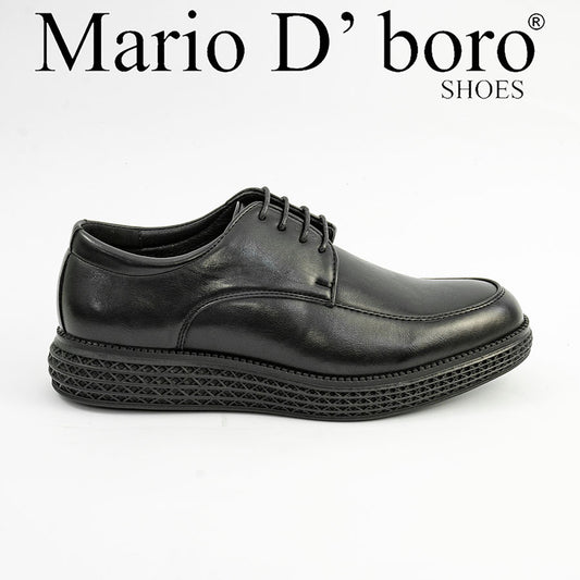 Mario D' boro MZ 27338 C98 Black leather dress shoe with lace-up design and textured sole. Suitable for formal occasions.