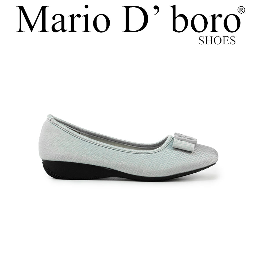 Mario D' boro LZ 27224 C102 Women's Elegant Ballet Flats with Decorative Buckle – Navy Blue / Silver, Low Wedge Style